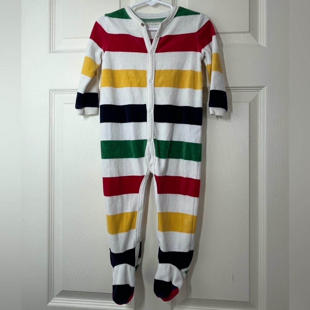 HUDSON BAY COMPANY Striped Multicolor Kids Footie Pajamas Size 12-18 months